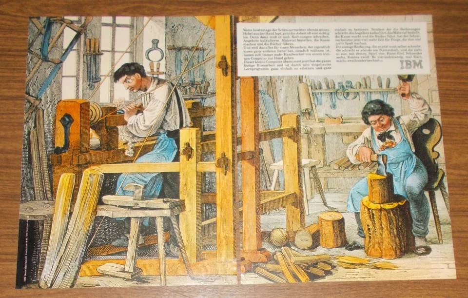 Seltene Werbung IBM - Schreinermeister stellt auf EDV um 1982 - Bild 1 von 1