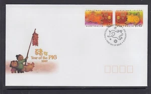 CHRISTMAS IS  2007  Year of the PIG design set of 2 on FDC. - Picture 1 of 1