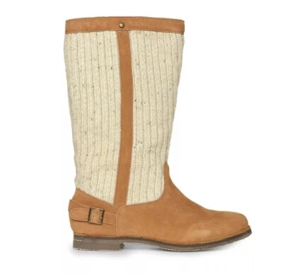 Bota Suéter Tejida Estrella Otoño Arrecife Marrón Crema Gamuza Pull-on Media Pantorrilla Talla EE. UU. 9 Foto 1 de 4