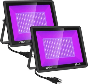 2 Pack 150W LED Black Light, Blacklight Flood Light with Plug, IP66 Waterproof B - Picture 1 of 12