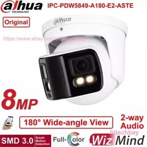 Dahua 8MP 180° fotocamera panoramica a colori notturni PoE WizMind IPC-PDW5849-A180-E2-ASTE - Foto 1 di 8