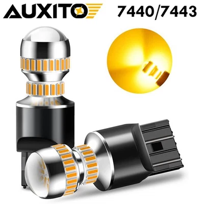 AUXITO 7443 7440 7444 Anti Hyper Flash Amber LED Turn Signal Light Error Free 2X - Image 1 of 4
