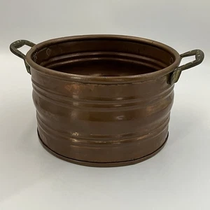 Vintage massiver Kupfer Topf mit Messinggriffen - mittlere Größe 7" x 4,5" - Bild 1 von 7