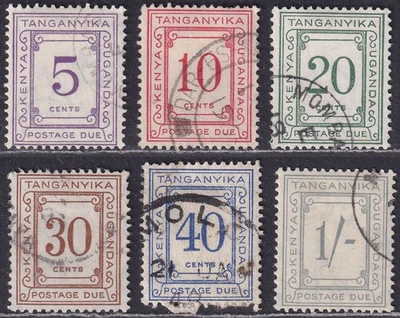 Kenia Uganda Tanganica 1935-60 KGV franqueo debido conjunto usado SG D7-12 gato £32 Foto 1 de 2