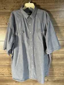 Key Shirt Mens 3XLT PearlSnap ChambrayDenim Western Workwear Contrast Stitching - Picture 1 of 4