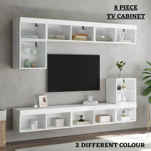 TV Wall Units Floating TV Stand Media Entertainment Cabinet with RGB LED Lights - Picture 1 of 11