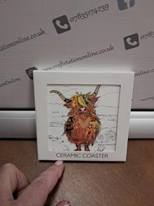 Lesser And Pavey Ceramic Coaster Highland Cow - Picture 1 of 2