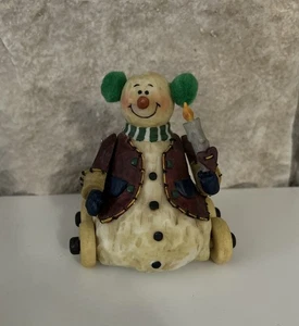 Vintage Hütte Weihnachten Schneemann auf Rädern Ohrenschützer Kerze beweglicher Arm 4”x3” RAR - Bild 1 von 6