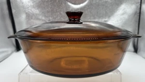 VTG Anchor Hocking 438 Fire King Amber 2 Qt Covered Baking Dish Casserole +Lid - Picture 1 of 9