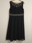Monsoon strapless Black midi dress Sequin Embroidered Beaded US 12 UK 16