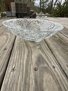 Vintage Lead Crystal Bowl Etched Art Decor with 3 legs - Picture 1 of 4