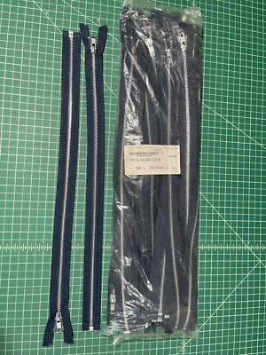Qty 50 YKK 20" Metal Alum #5 9/16 Open ended color 560 Blue RAOL-56 DA Zippers - Image 1 of 2