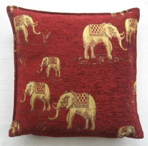 BEAUTIFUL ELEPHANT CUSHION COVERS 40cm/16" Red Gold Blue Cream zip opening - Picture 1 of 12