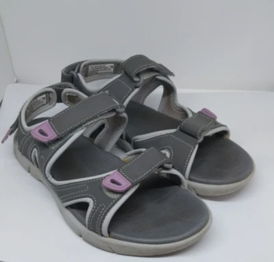 KHOMBU women's hook & loop flat gray faux leather upper casual sandals size 7 M - Image 1 of 4