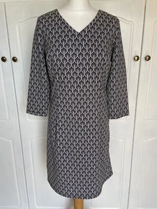 Dress Size 14 Black White Monochrome 3/4 Sleeve Pencil Work Office Wear Smart TU - Picture 1 of 17