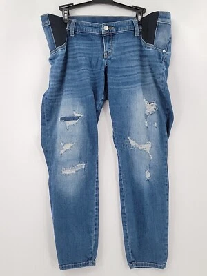 Liz Lange Jeans Womens Maternity Size M Blue Denim Ankle Skinny Distressed - Image 1 of 4