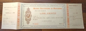 Anteguerra - Catane 100 Lires Bon Fructifère D'Épargne - Bild 1 von 3