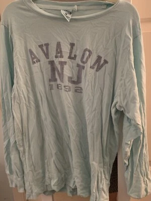 Camiseta Top Ropa Mujer Us Vintage Avalon Nj Manga Larga Talla M Azul Foto 1 de 2