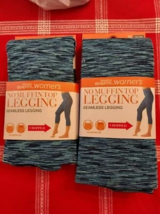 One Pack Blissful Benefits by Warner's S No Muffin Top Leggings Blue Textured - Picture 1 of 4