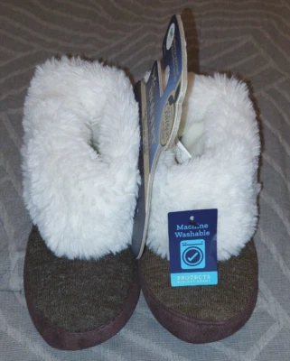 全新带标签女式 Isotoner Heather 针织 Mari SOL 拖鞋人造毛皮小号 5/6 - 鞋 2 — 第 1/4 张图片
