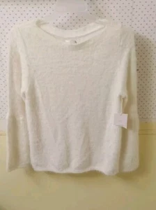 Lauren Conrad Damen flauschiger weißer Pullover Pulli Glockenärmel Größe M - Bild 1 von 6
