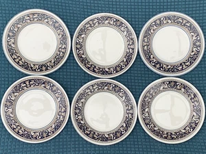 6 x Wedgwood Florentine Dark Blue W1956 Side Bread & Butter Plates 6.25" - Picture 1 of 9