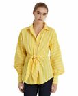 Ralph Lauren Yellow Stripe Womens Tie-Front Broadcloth Shirt Blouse - Xs - $99