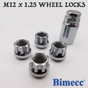 Tuercas de rueda de bloqueo M12x1.25 abiertas Bimecc (cromo) para Nissan Qashqai, Pulsar - Imagen 1 de 7