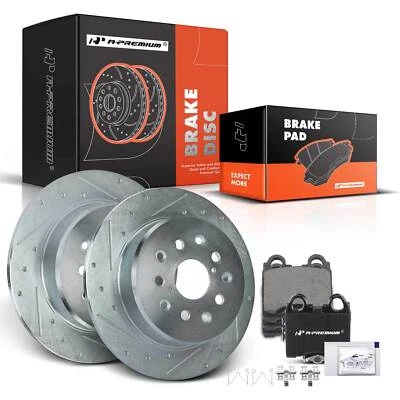 Drilled Rotors & Ceramic Brake Pads Rear for Lexus GS300 GS400 GS430 IS300 SC430 - Image 1 of 4