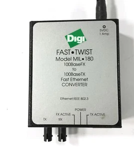 Digi Mil 180 Fast Twist 100BaseFX to 100BaseTX Fast Ethernet Converter - Picture 1 of 6