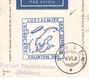 Tarjeta de correo aéreo ALEMANIA GRAF ZEPPELIN 1930 *NORDLANDFAHRTEN* Bergen EE. UU. NJ KZ204 - Imagen 1 de 10