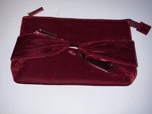 Red Velvet And Metallic Women’s Clutch Handbag W/Bow Party Formal Wedding - Picture 1 of 4