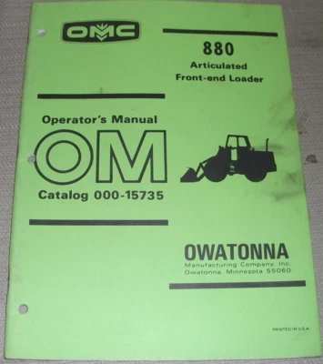 OMC OWATONNA 880 WHEEL LOADER PARTS MANUAL BOOK CATALOG 000-15735 - Image 1 of 4