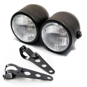 Motorcycle 28-36mm Fork Dual Twin Headlight Dominator Tracker Streetfighter - Picture 1 of 11