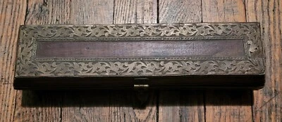 Антикварная азиатская деревянная и латунная шкатулка для благовоний - Изображение 1 из 4