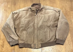 Global Identity Leather Bomber Jacket G-III Large Vintage 80s Aztec Lining - Picture 1 of 7