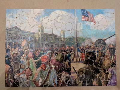 Pastime Puzzle Wood Jigsaw 150 Piece " Raising The Flag In New Orleans" - Image 1 of 4