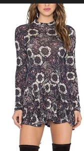Free People Minikleid Annabelle Print Tunika Pflaume Rückenausschnitt Größe M - Bild 1 von 12