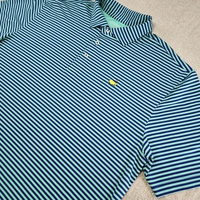 Polo Masters Tech Hombre XL Performance Azul Verde Rayas Augusta National Golf  Foto 1 de 4