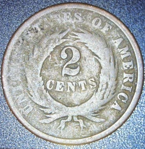 1864 2 Cent Piece - Large Motto Cull - Picture 1 of 3