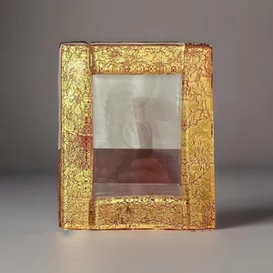 Echt Murano Glas Venezia Italien Blattgold Kunst Bilderrahmen Rot Crackle - Bild 1 von 8