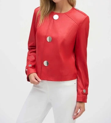 Joseph Ribkoff Faux Leather Boxy Jacket Size M - Image 1 of 4