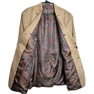 Ralph Lauren Sport Coat Beige Paisley Lined Men's 46R Blazer - Picture 1 of 16