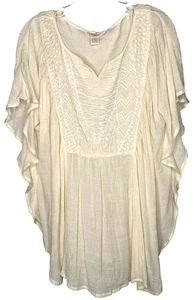 Sundance Gaze Fledermaus creme Boho Bluse Gr. Medium Perlen bestickt Tunika - Bild 1 von 8