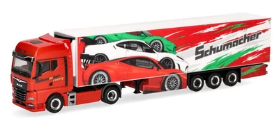 HERPA, MAN TGX GX 4x2 con rimorchio frigorifero a 3 assi SCHUMACHER, 1/87,  H... - Immagine 1 di 4