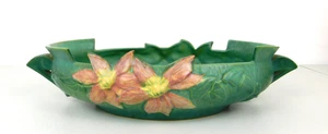 Roseville Pottery USA 16" Clematis Forest Green Oval Handled Bowl/Planter 460-12 - Picture 1 of 13