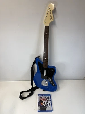 PS4 Fender Jaguar Wireless Blue Guitar Rock Band 4 Harmonix PlayStation & Game - Image 1 of 4