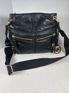 Michael Kors Handtasche Umhängetasche schwarz Pebbled Leder Schulter/Umhängetasche 10x8 - Bild 1 von 12