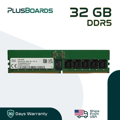 SK Hynix 32GB PC5-4800B DDR5 RDIMM REG ECC 4800MHz 2Rx8 1.1V Server Memory - Image 1 of 4