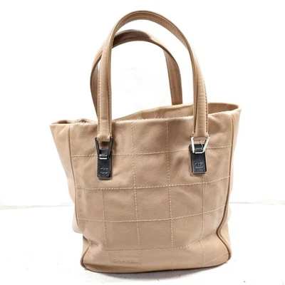 NO TARIFF Chanel Tote Bag Chocolate Bar Beige Lamb Skin 3981057 - Image 1 of 4